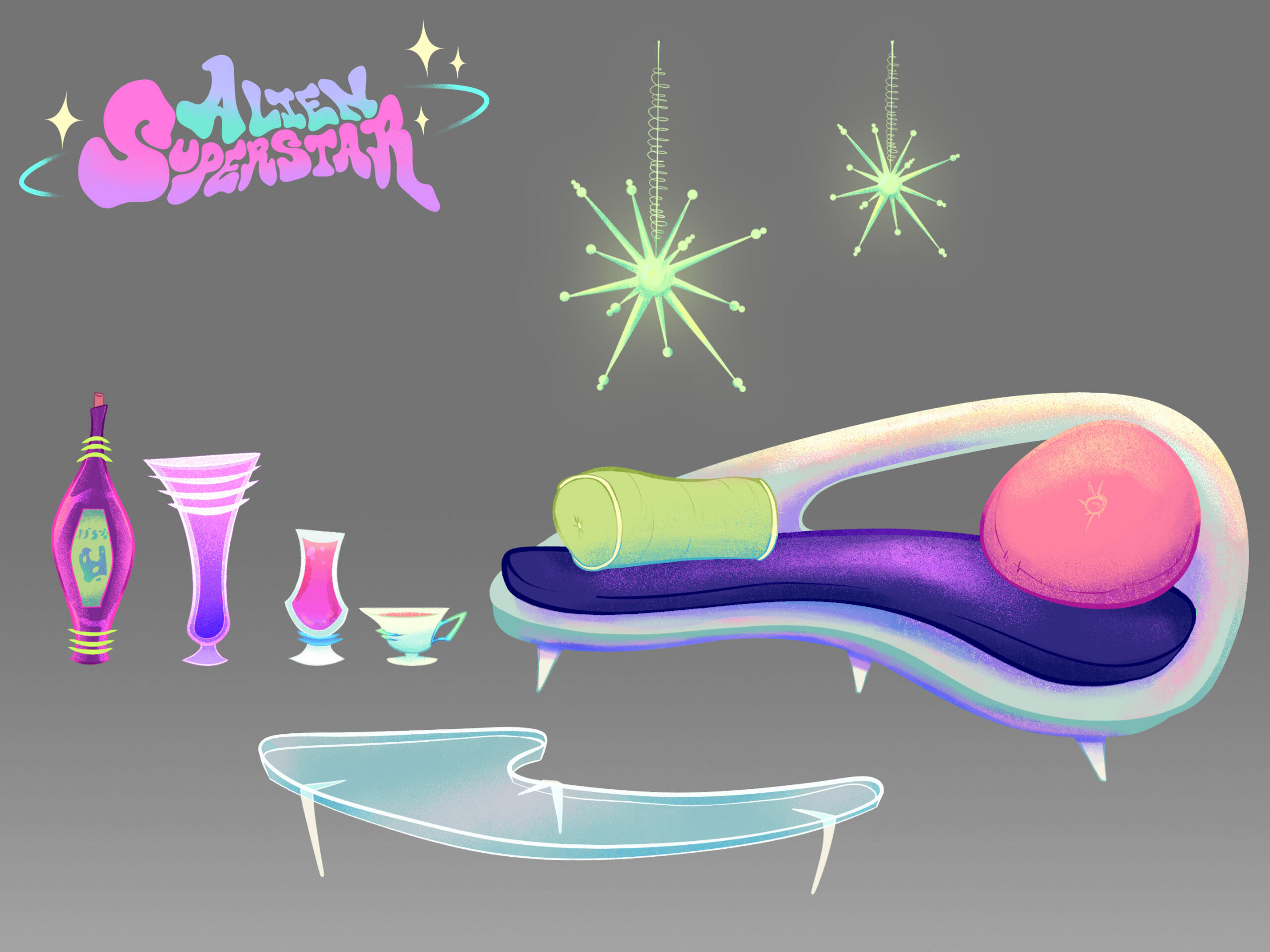 ALIEN SUPERSTAR - Prop Design - Lounge Props.
